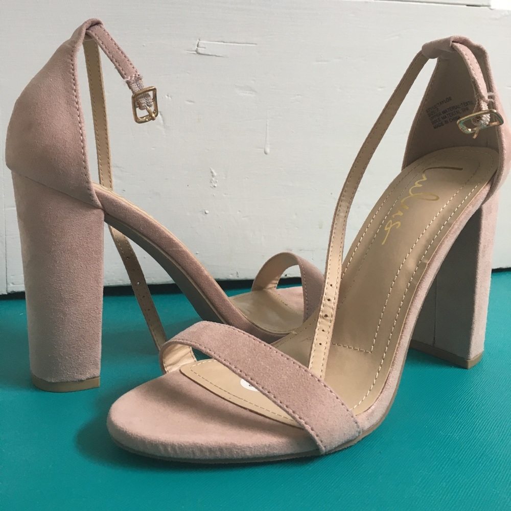 Lulus Blush Suede Ankle Strap Heels